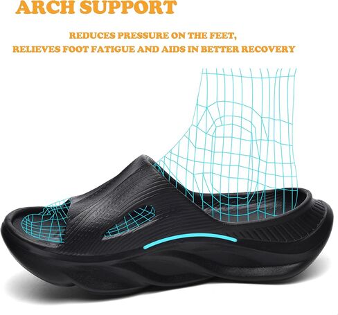 شرائح VIYEAR النسائية للرجال مع دعم قوس مريح لالتهاب اللفافة الأخمصية، صنادل رياضية سميكة لتقويم العظام للجنسين تقلل الضغط على القدمين in Kuwait