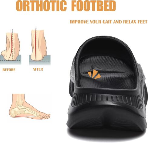 شرائح VIYEAR النسائية للرجال مع دعم قوس مريح لالتهاب اللفافة الأخمصية، صنادل رياضية سميكة لتقويم العظام للجنسين تقلل الضغط على القدمين in Kuwait