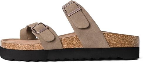 صنادل نسائية ذات نعل سميك مريحة ومسطحة للصيف والشاطئ سهلة الارتداء ومفتوحة عند الأصابع وإبزيم قابل للتعديل in Kuwait