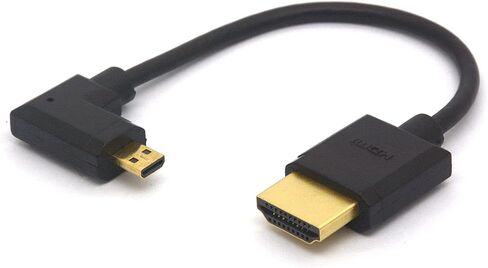 Angled Micro HDMI to HDMI Cable, Micro HDMI Male to HDMI Male Extension Cord 1080P 3D 4K 60Hz Ethernet Adapter Connector 15CM (Left) in Saudi Arabia