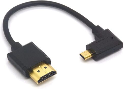 Angled Micro HDMI to HDMI Cable, Micro HDMI Male to HDMI Male Extension Cord 1080P 3D 4K 60Hz Ethernet Adapter Connector 15CM (Left) in Saudi Arabia