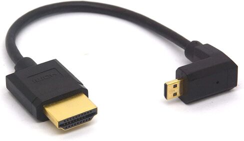 Angled Micro HDMI to HDMI Cable, Micro HDMI Male to HDMI Male Extension Cord 1080P 3D 4K 60Hz Ethernet Adapter Connector 15CM (Left) in Saudi Arabia