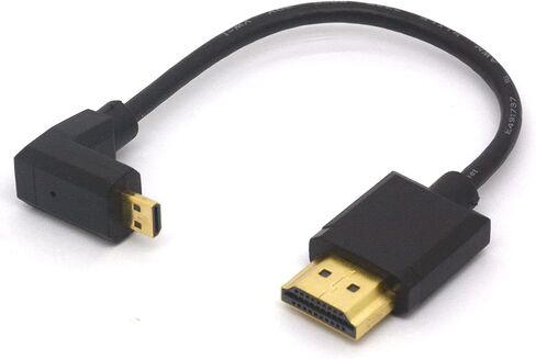 Angled Micro HDMI to HDMI Cable, Micro HDMI Male to HDMI Male Extension Cord 1080P 3D 4K 60Hz Ethernet Adapter Connector 15CM (Left) in Saudi Arabia