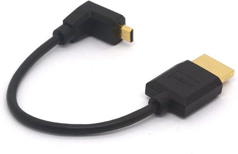 Angled Micro HDMI to HDMI Cable, Micro HDMI Male to HDMI Male Extension Cord 1080P 3D 4K 60Hz Ethernet Adapter Connector 15CM (Left) in Saudi Arabia