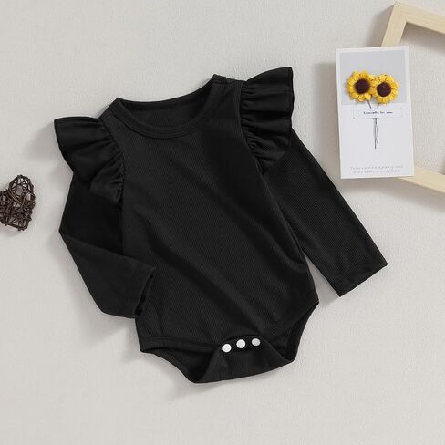 YINGISFITM Baby Girl Turtleneck T Shirt Romper Long Sleeve Leotard Onesie Solid Bodysuit Top Fall Winter Blouse for Infant in Kuwait
