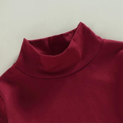 YINGISFITM Baby Girl Turtleneck T Shirt Romper Long Sleeve Leotard Onesie Solid Bodysuit Top Fall Winter Blouse for Infant in Kuwait