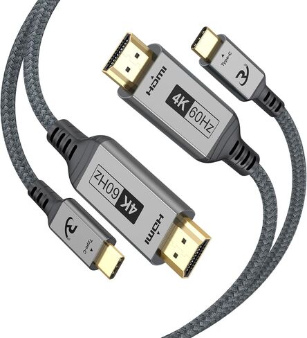 كابل USB C إلى HDMI بطول 6 أقدام، 4K@60 هرتز من النوع C إلى HDMI، [متوافق مع Thunderbolt 3/4] لسلسلة iPhone 15، iPad Pro، MacBook Pro/Air، Galaxy S24/S23، Surface، XPS، Chromebook، الشاشة، التلفزيون إلخ in Saudi Arabia
