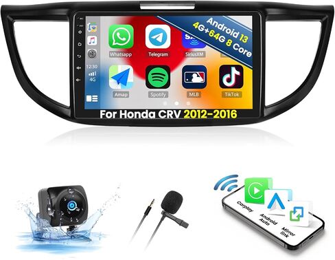 UNITOPSCI 4G+64G 8 Core Android 13 Car Stereo for Honda CRV 2012-2016 Radio Wireless CarPlay Android Auto GPS 9" Touchscreen Bluetooth 5.0 Mirror Link DSP WiFi FM/RDS SWC + Backup Camera Mic in Saudi Arabia