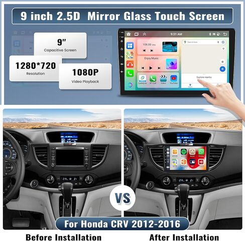 UNITOPSCI 4G+64G 8 Core Android 13 Car Stereo for Honda CRV 2012-2016 Radio Wireless CarPlay Android Auto GPS 9" Touchscreen Bluetooth 5.0 Mirror Link DSP WiFi FM/RDS SWC + Backup Camera Mic in Saudi Arabia