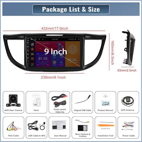 UNITOPSCI 4G+64G 8 Core Android 13 Car Stereo for Honda CRV 2012-2016 Radio Wireless CarPlay Android Auto GPS 9" Touchscreen Bluetooth 5.0 Mirror Link DSP WiFi FM/RDS SWC + Backup Camera Mic in Saudi Arabia