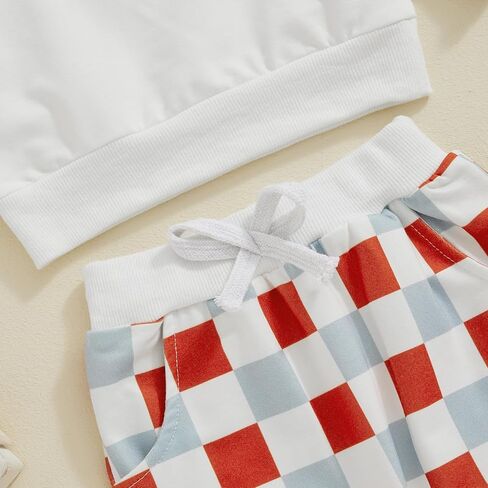 Fall Winter Baby Boy Clothes Toddler Sweatsuit Outfit Checkerboard Long Sleeve Shirt Sweatshirt Top and Pants Set in Saudi Arabia