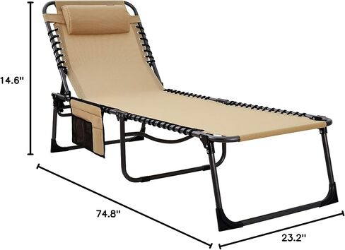 KingCamp Camping Cot Portable 4 Adjustable Folding Sleeping Reclining Lounger Chair with Pillow for Travel Camp Support to 330lbs in Saudi Arabia