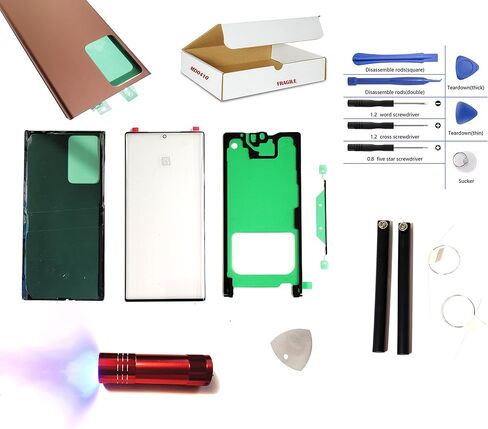 Touch Screen Repair Kit Compatible with Samsung Galaxy Note 20 Ultra Model N986 - Front Outer Glass Lens, Back Housing Battery Cover with Rear Camera Frame Replacement (Mystic Black) in Saudi Arabia