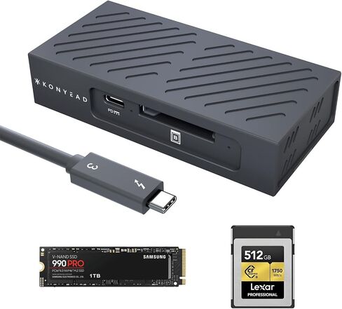 2-in-1 40Gbps M.2 NVMe SSD Enclosure & CFexpress B Type Card-Reader with Silent Fan,Compatible with M1/M2/M3 Mac, Fully support Thunderbolt 4/3/USB4,Aluminum USB-C to PCIe NVMe Adapter (8121B) in Kuwait