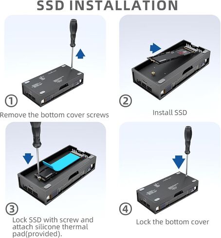 2-in-1 40Gbps M.2 NVMe SSD Enclosure & CFexpress B Type Card-Reader with Silent Fan,Compatible with M1/M2/M3 Mac, Fully support Thunderbolt 4/3/USB4,Aluminum USB-C to PCIe NVMe Adapter (8121B) in Kuwait