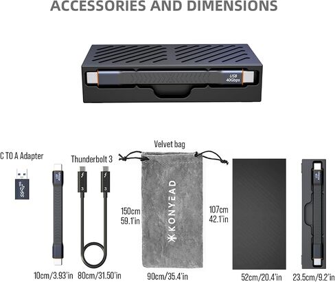 2-in-1 40Gbps M.2 NVMe SSD Enclosure & CFexpress B Type Card-Reader with Silent Fan,Compatible with M1/M2/M3 Mac, Fully support Thunderbolt 4/3/USB4,Aluminum USB-C to PCIe NVMe Adapter (8121B) in Kuwait