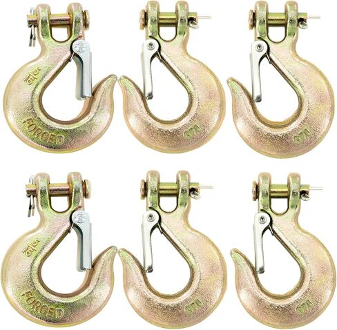 4 عبوات 3/8 بوصة خطاف منزلق Clevis مع مزلاج أمان، خطاف سلسلة G70 شديد التحمل لأسلاك المقطورة، خطافات تثبيت Clevis الصلبة للقطر والنقل (سعة 18,000 رطل) in Kuwait