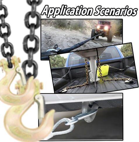 4 عبوات 3/8 بوصة خطاف منزلق Clevis مع مزلاج أمان، خطاف سلسلة G70 شديد التحمل لأسلاك المقطورة، خطافات تثبيت Clevis الصلبة للقطر والنقل (سعة 18,000 رطل) in Kuwait