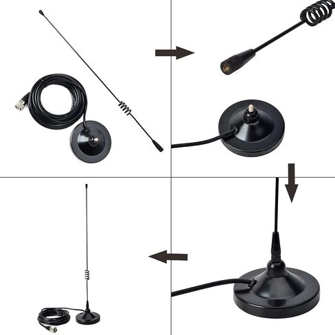 TWAYRDIO 144/430MHz 19.3 inches Mobile Antenna for Dual Band 2Meter/70cm Mobile Radio - VHF UHF Car Transceiver Antennas Full Kit with Magnet Mount and 13ft RG58 Coaxial Cable PL259 Plug in Saudi Arabia