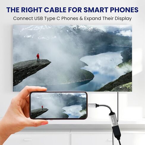 USB C to HDMI Cable, 3 feet Black Braided 4K@60Hz USB Type C to HDMI Cable Cord to Connect Phone or Computer to TV, Thunderbolt 3 Compatible with Samsung Galaxy, MacBook Pro/Air, iPad in Saudi Arabia