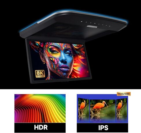 شاشة عالية الوضوح مقاس 14 بوصة MP5 مثبتة على السقف تدعم إدخال وإخراج الفيديو HDMI/TF/USB/AV1/AV2، بالإضافة إلى تحويل FM in Kuwait