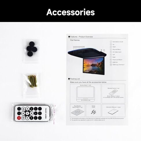 شاشة عالية الوضوح مقاس 14 بوصة MP5 مثبتة على السقف تدعم إدخال وإخراج الفيديو HDMI/TF/USB/AV1/AV2، بالإضافة إلى تحويل FM in Kuwait