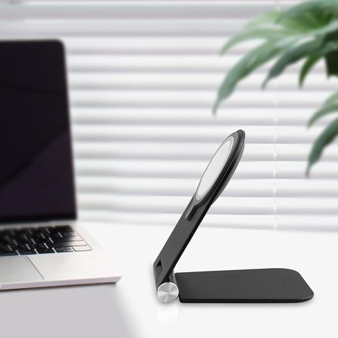 Foldable Phone Stand for Magsafe Charger, Adjustable Angle Aluminum Desk Phone Holder Mount Compatible with Magsafe Charger for iPhone 15 14 13 12 Pro Max (No Charger Included) Black in Saudi Arabia