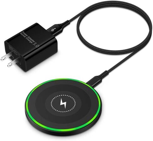 شاحن لاسلكي سريع Samsung Charging Pad Phone Charger Android Charging Station for Samsung Galaxy S24 Ultra S24+ S23 FE S22 S21 S20 S10، iPhone 15 Pro Max Plus 14 13 12 11، مع محول طاقة QC 3.0 in Kuwait