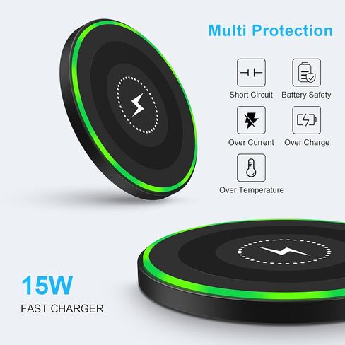 شاحن لاسلكي سريع Samsung Charging Pad Phone Charger Android Charging Station for Samsung Galaxy S24 Ultra S24+ S23 FE S22 S21 S20 S10، iPhone 15 Pro Max Plus 14 13 12 11، مع محول طاقة QC 3.0 in Kuwait