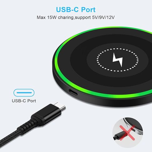 شاحن لاسلكي سريع Samsung Charging Pad Phone Charger Android Charging Station for Samsung Galaxy S24 Ultra S24+ S23 FE S22 S21 S20 S10، iPhone 15 Pro Max Plus 14 13 12 11، مع محول طاقة QC 3.0 in Kuwait