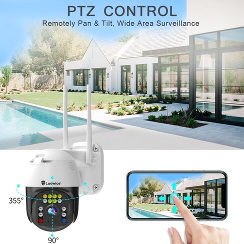 8MP PTZ Security Camera Outdoor FHD WiFi IP Camera with Humaniod Detection, Auto Tracking, Color Night Vision, Pan and Tilt, Two Way Talk, Floodlight and Siren, Waterproof in Kuwait
