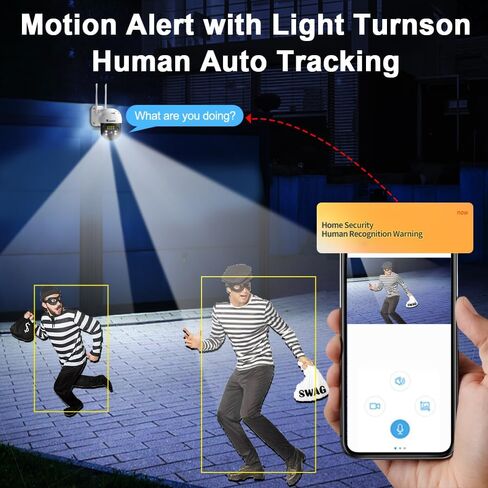 8MP PTZ Security Camera Outdoor FHD WiFi IP Camera with Humaniod Detection, Auto Tracking, Color Night Vision, Pan and Tilt, Two Way Talk, Floodlight and Siren, Waterproof in Kuwait