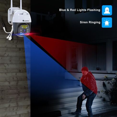 8MP PTZ Security Camera Outdoor FHD WiFi IP Camera with Humaniod Detection, Auto Tracking, Color Night Vision, Pan and Tilt, Two Way Talk, Floodlight and Siren, Waterproof in Kuwait