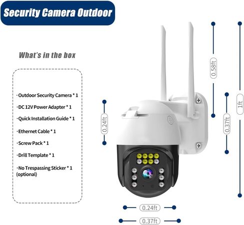 8MP PTZ Security Camera Outdoor FHD WiFi IP Camera with Humaniod Detection, Auto Tracking, Color Night Vision, Pan and Tilt, Two Way Talk, Floodlight and Siren, Waterproof in Kuwait