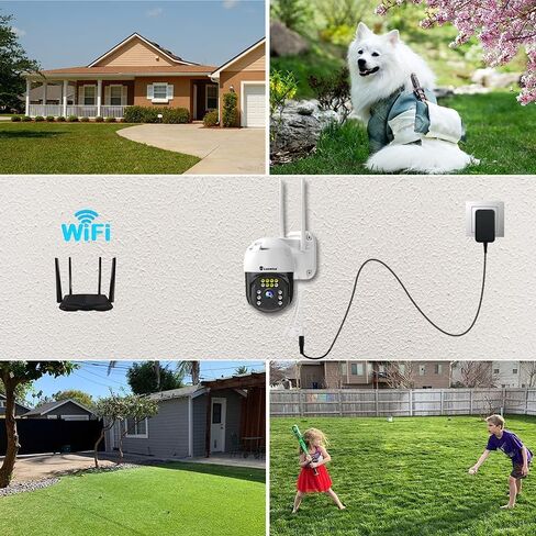 8MP PTZ Security Camera Outdoor FHD WiFi IP Camera with Humaniod Detection, Auto Tracking, Color Night Vision, Pan and Tilt, Two Way Talk, Floodlight and Siren, Waterproof in Kuwait