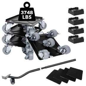 Furniture Movers with Wheels, Heavy Duty Furniture Moving Dolly, Portable Small Flat Dolly Cart with 4 Wheels for Moving, 220 LBS Capacity, 2 Pack, Black