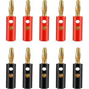 cobee 10Pcs 4mm Speaker Banana Plugs, Gold Plated Banana Plugs for Speaker Wire, Open Screw Type Speaker Connector