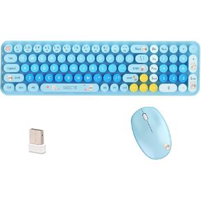 مجموعة لوحة مفاتيح وماوس لاسلكية صغيرة الحجم من Cute Baby Bear، 85 مفتاحًا دائريًا ملونًا مع مفاتيح رقمية، لاسلكي 2.4G، هدية للفتيات والأطفال، متوافقة مع الكمبيوتر المحمول والكمبيوتر الشخصي (شاي الحليب) in Kuwait