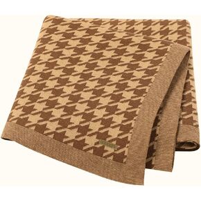 Cute Baby Blanket with Adorable Checkered Design - Soft Knitted Cotton Swaddle Blanket for Newborns, Infants, and Toddlers, Stroller Cover, Play Mat, and Nursery - (Brown Colour)