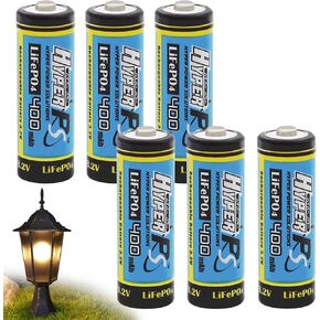 (8-Pack) HyperPS 3.2V LiFePo4 14430 (14 x 43mm) 400mAh Rechargeable Battery for Solar Panel Light, Tooth Brush, Shaver, Flashlight