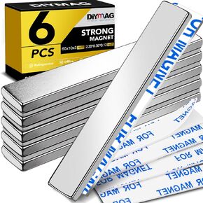DIYMAG 8 Pack Powerful Neodymium Bar Magnets Rare Earth Magnet Bar, Strong Bar Magnets Neodymium Magnets with Double Sided Adhesive-60x10x3mm