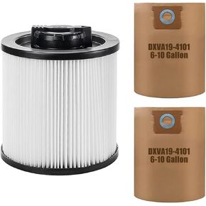 1 حزمة DXVC6914 فلتر HEPA Repalcment لـ DEWALT مكنسة كهربائية رطبة / جافة 6-16 جالون + 2 حزمة DXVA19-4101 أكياس مكنسة كهربائية عالية الكفاءة لـ DEWALT 6 إلى 10 جالون مكنسة كهربائية in Kuwait