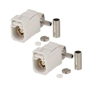 2Pcs Fakra SMB B Female Straight RF Coaxial Adapter, Fakra B 90 Degree Female Crimp Connector Type for Automotive and Other SMB Coax Cables RG174 RG316