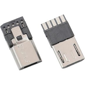 50 Pcs Micro USB Type B 5 Pin Male Port Connector，Straight Jack Solder Micro USB Repair Replacement Adapter