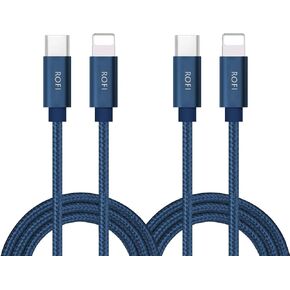 RoFI USB-C to Phone 11 Charger Cable [2 Pack 2 Feet] Power Delivery Fast Charging Nylon Braided Charger Compatible for Phone 12/11 Pro Max XR Xs Max X 8 Plus 8 (2 Feet, 2 Pack Red)