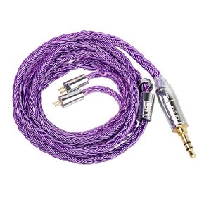 keephifi KBEAR ST18 Colorful IEM Cable Single Crystal Copper Silver-Plated Upgrade in Ear Monitor Cable with 3.5mm Gold-Plated Plug for KZ ZST/ZSN Pro/AS10/ZS10 PRO/ES4 (2PIN, Purple, 3.5MM Plug)