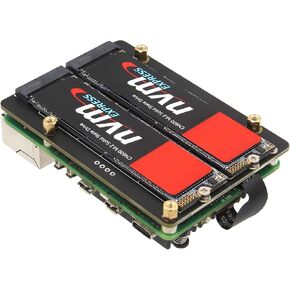 Geekworm X1005 PCIe to Bottom Dual M.2 HAT NVMe SSD PCIe Peripheral Board for Raspberry Pi 5 Support M.2 2230/2242/2260/2280 SSD
