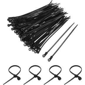 MECCANIXITY 500Pcs 4 Inch 40 Lbs Mounting Head Cable Zip Ties with Screw Hole Self-Locking Nylon Cable Tie 0.14" Wraps for Cord Management, Black
