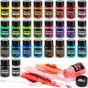 مسحوق ميكا الحرباء من الراتنج، مسحوق صبغة تغيير اللون 24 * 5 جم، مجموعة مسحوق ميكا راتنجات الإيبوكسي للأكواب، والحرف الفنية من الراتنج، والرسم، والطلاء، وطلاء الأظافر، وظلال العيون، والشموع وصناعة الصابون in Kuwait