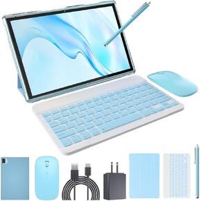 2024 Newest Tablet with Keyboard Tablets 2 in 1 8GB+64GB 10 inch Tablet and Case Mouse Stylus Film Game Android 13.0 Tablets PC 10.1 IPS Screen Tableta Computer 8MP Dual Camera WiFi BT Blue Tab in Kuwait